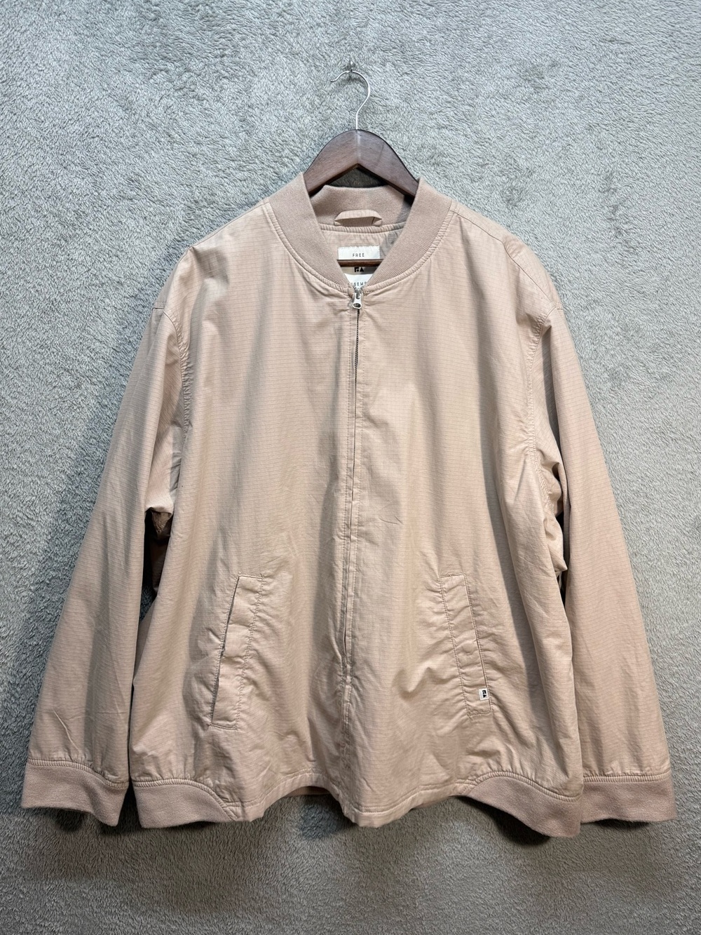Free Assembly Men's Tan Beige Lightweight Ripstop Bomber Jacket